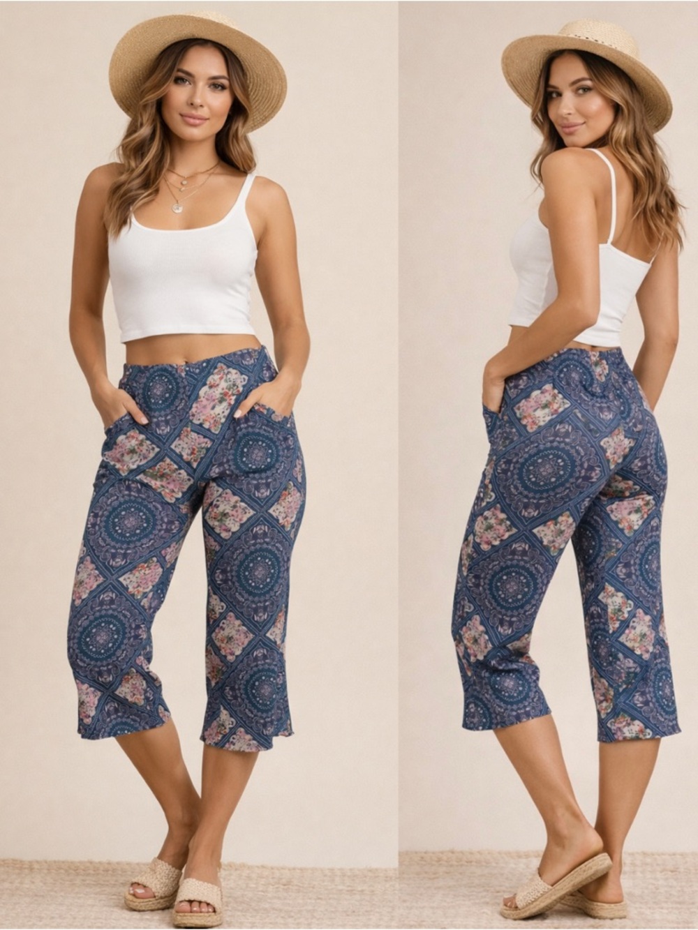 Woodstock Floral Capri Pants